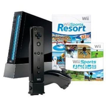 תמונה של קונסולת Nintendo Wii PAL מחודשת שחורה + Wii Sports Resort + תמיכה ב־USB
