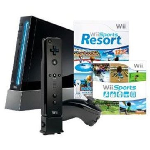 תמונה של קונסולת Nintendo Wii PAL מחודשת שחורה + Wii Sports Resort + תמיכה ב־USB