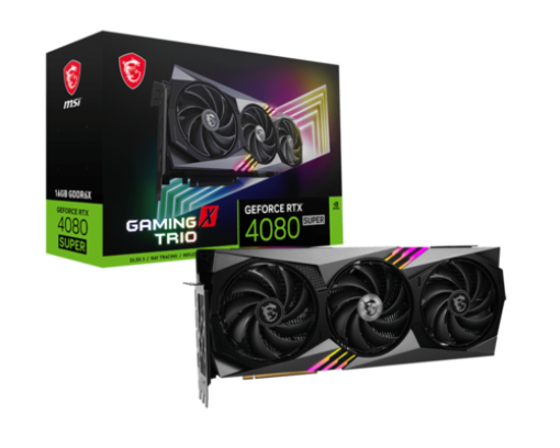 תמונה של כרטיס מסך MSI GeForce RTX 4080 SUPER 16GB GAMING X TRIO