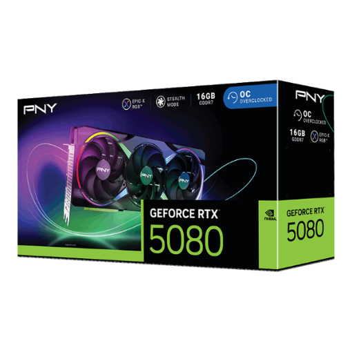 תמונה של כרטיס מסך PNY GeForce RTX™ 5080 ARGB EPIC-X RGB™ Overclocked Triple Fan GPU