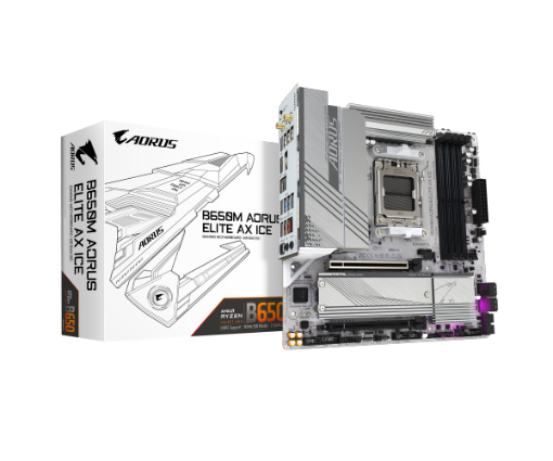 תמונה של לוח Gigabyte B650M A ELITE AX ICE ATX AM5 WIFI BT PCIE5.0 White