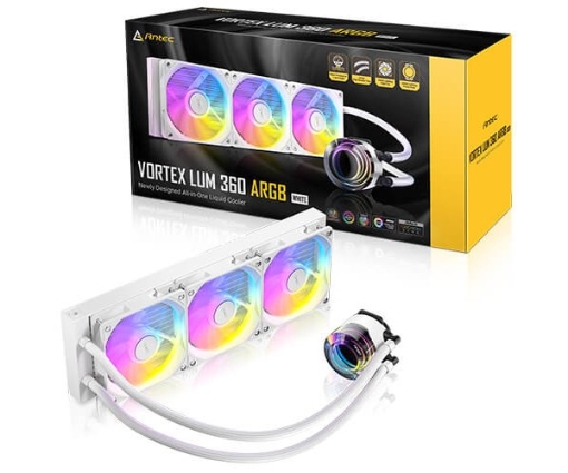 תמונה של קירור נוזלי משולש לבן ANTEC VORTEX LUM 360 WHITE ARGB 280W TDP