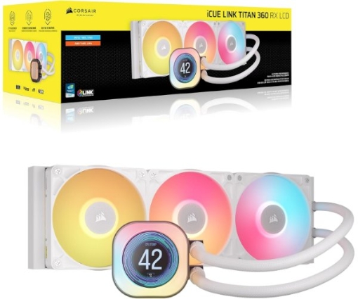 תמונה של קירור נוזלי לבן Corsair iCUE TITAN 360 RX LCD White 360mm AIO