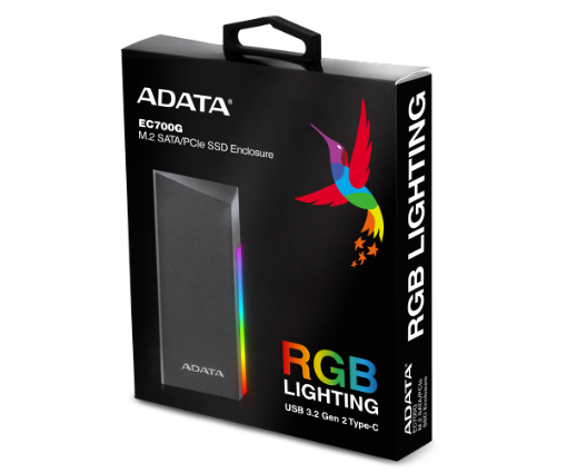 תמונה של מארז חיצוני לדיסק A-DATA EC700G M.2/NVME USB-C ENCLOSURE RGB