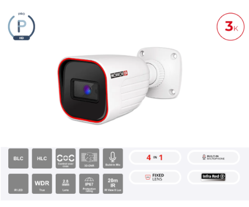תמונה של מצלמת צינור Provision I2-33K0AP AHD 2.8mm Lens 20m IR IP67