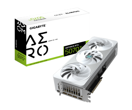 תמונה של כרטיס מסך GIGABYTE GeForce RTX 5070 Ti AERO OC 16G