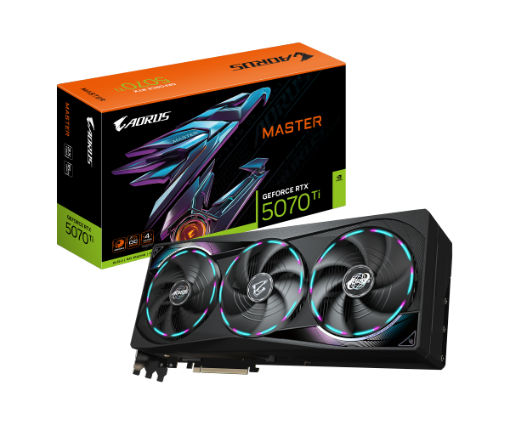 תמונה של כרטיס מסך GIGABYTE AORUS GeForce RTX 5070 Ti MASTER 16G