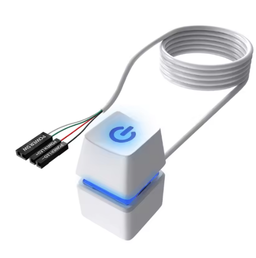 Picture of כפתור כיבוי והדלקה לבן Pc Power Reset Button With RGB